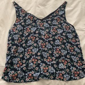 LOFT sleeveless tank blouse top flowered XL